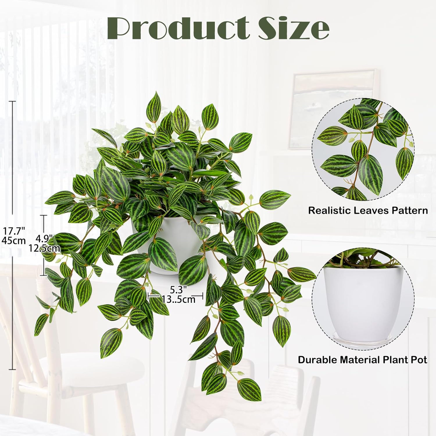 Artificial Plants Indoor Fake  - Peperomia Watermelon 리뷰 및 가격