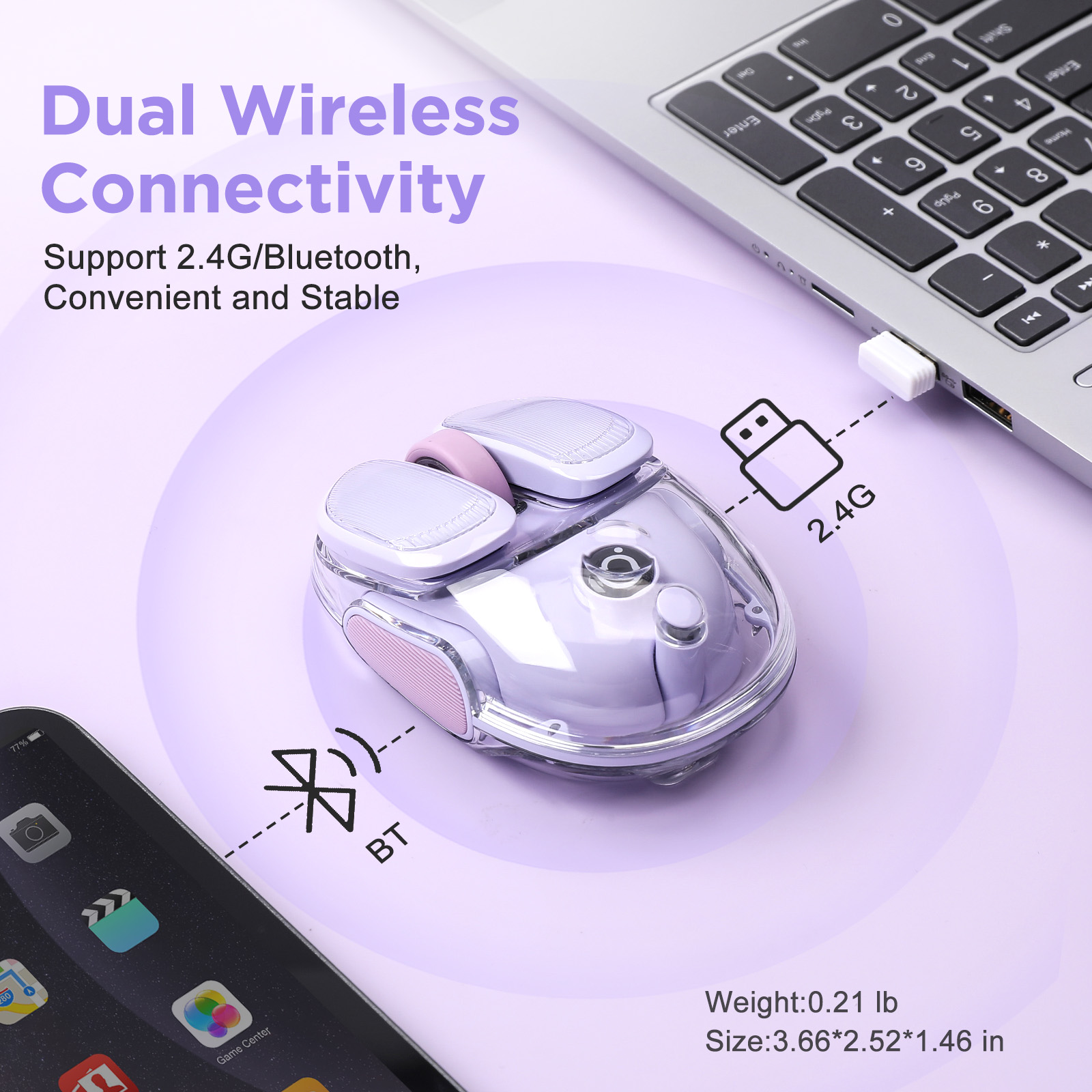 EWEADN Q9 Purple Wireless RGB  - Tradescantia Purple 리뷰 및 가격