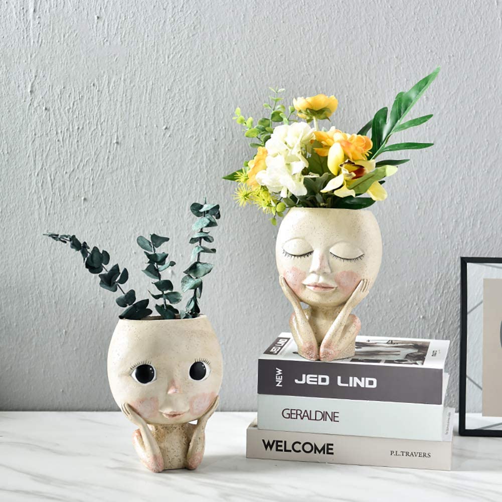 Girls Face Head Flower Planter - Echeveria Succulent 리뷰 및 가격